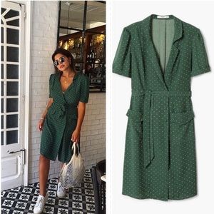 Mango Green Polka Dot Wrap Dress 🟢⚪️